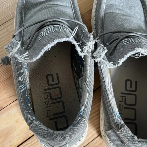 Hey Dude Wally Stretch Iron Gray Men's Casual Loafer Shoes Comfort Slip On - Picture 8 of 9